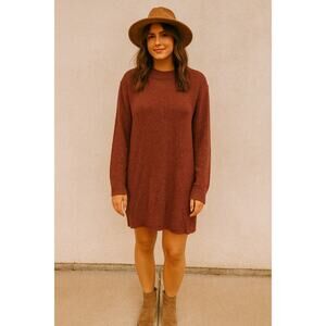 Pieces Oversized Tunic Sweater Dress Red Maroon Medium Fall Layer Cozy Lagenlook